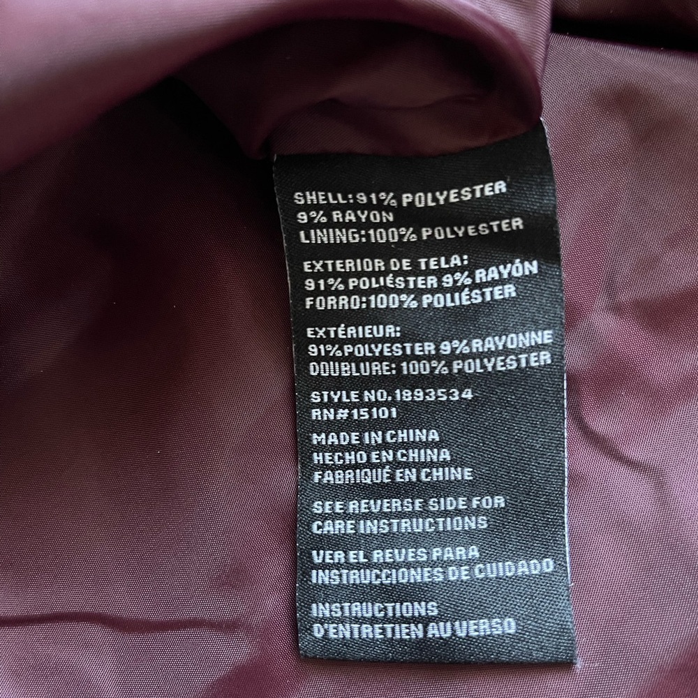 Vince Camuto Dark Red Full Zip Coat Jacket Size Large - Picture 4 of 5